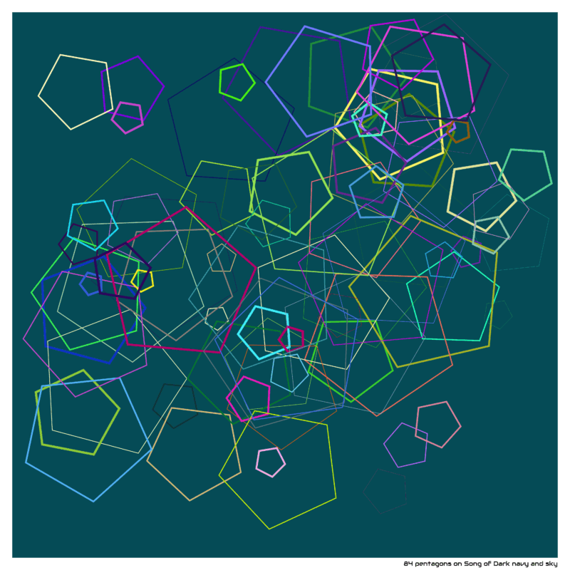 84 pentagons on Song of Dark navy and sky