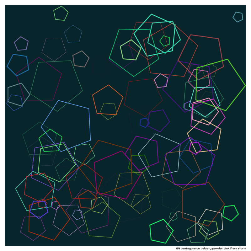 84 pentagons on velvety powder pink from storm