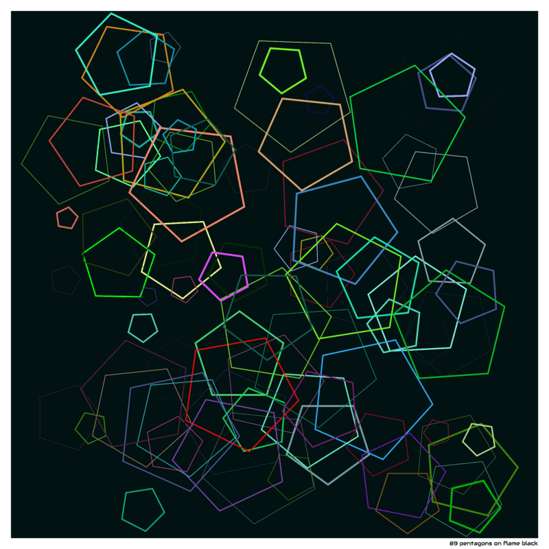 89 pentagons on flame black