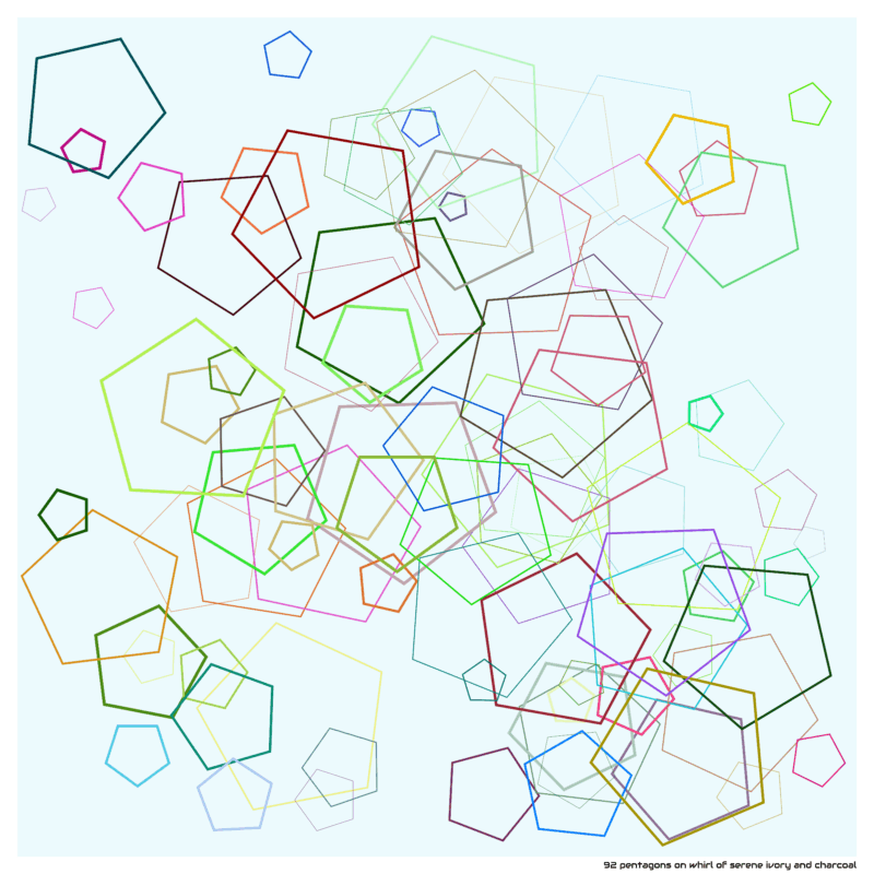 92 pentagons on whirl of serene ivory and charcoal