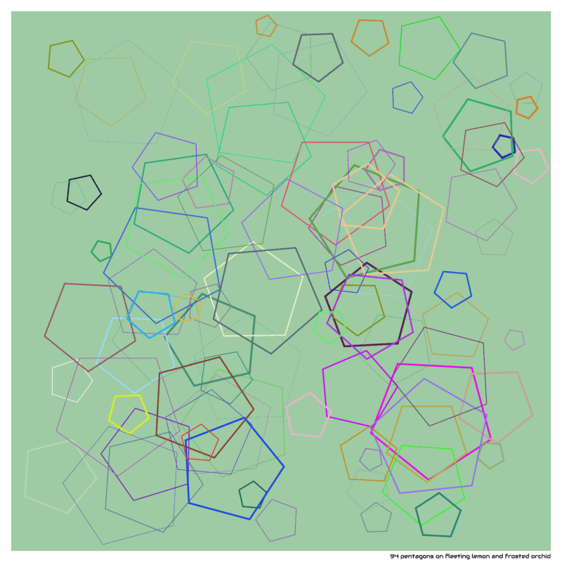 94 pentagons on fleeting lemon and frosted orchid