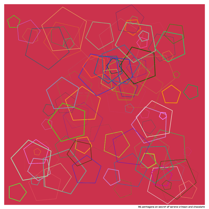 96 pentagons on secret of serene crimson and chocolate