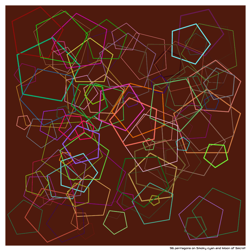 96 pentagons on Smoky cyan and Moon of Secret