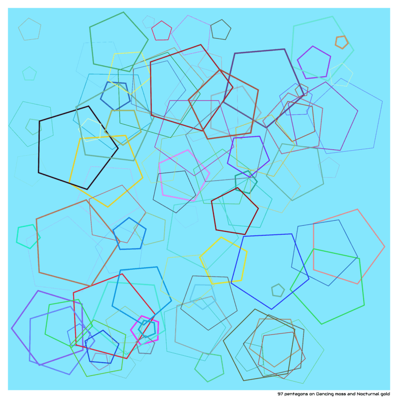 97 pentagons on Dancing moss and Nocturnal gold