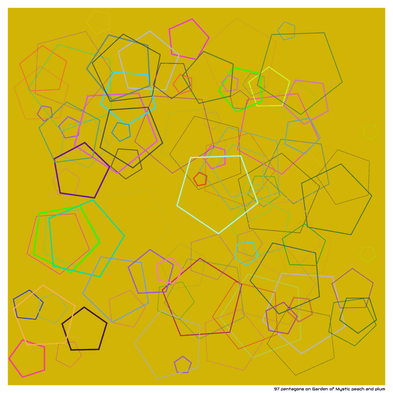 97 pentagons on Garden of Mystic peach and plum