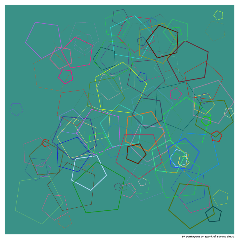 97 pentagons on spark of serene cloud