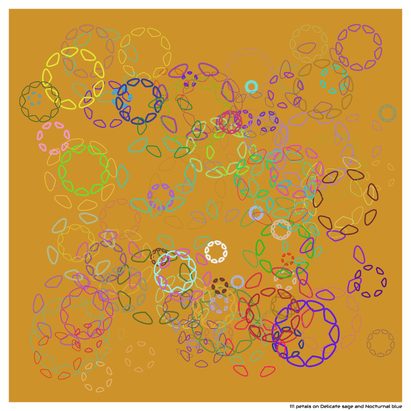 111 petals on Delicate sage and Nocturnal blue