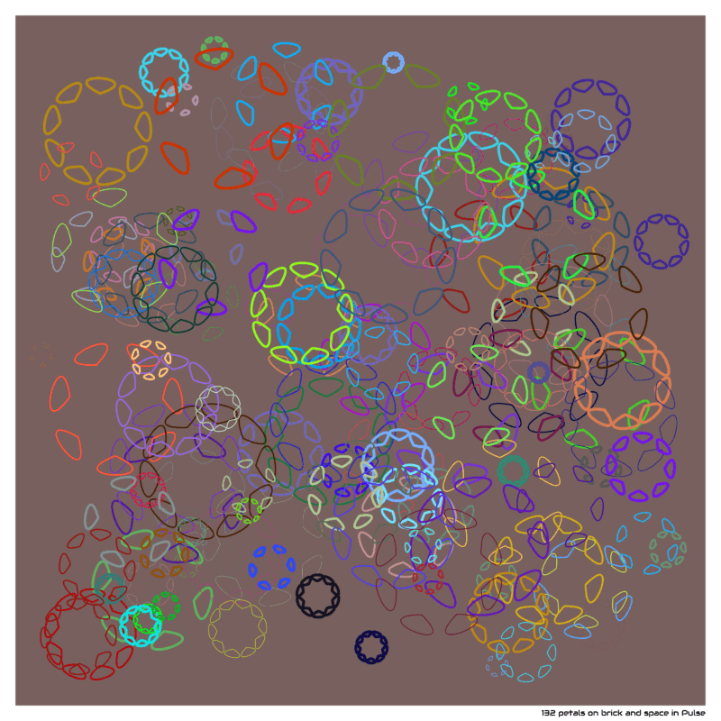 132 petals on brick and space in Pulse