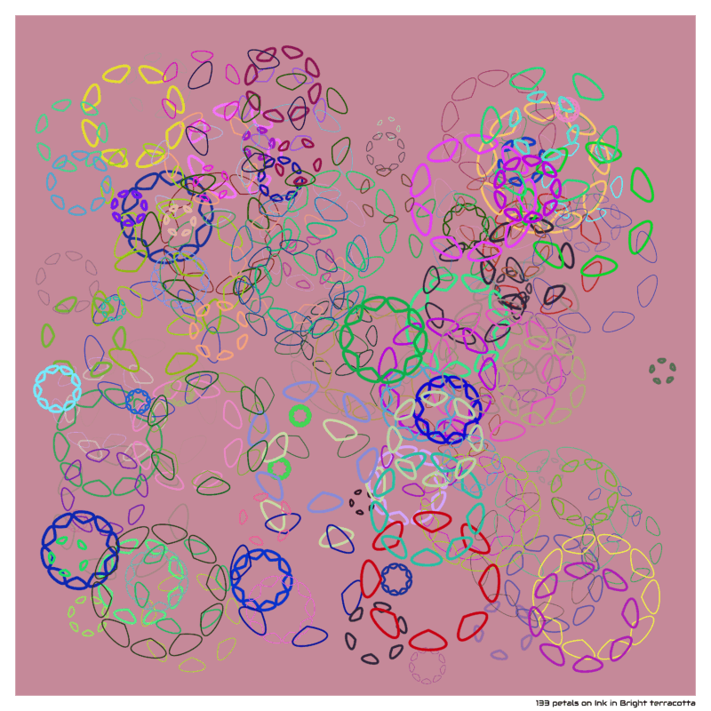 133 petals on Ink in Bright terracotta