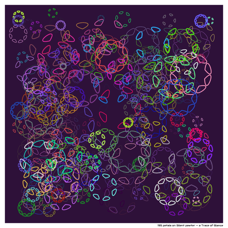 195 petals on Silent pewter — a Trace of Glance