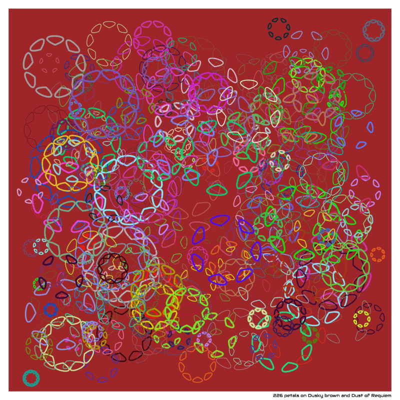 226 petals on Dusky brown and Dust of Requiem