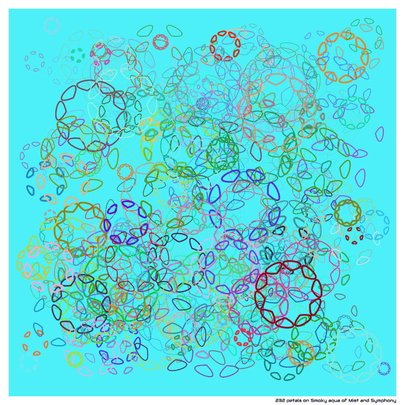 232 petals on Smoky aqua of Mist and Symphony