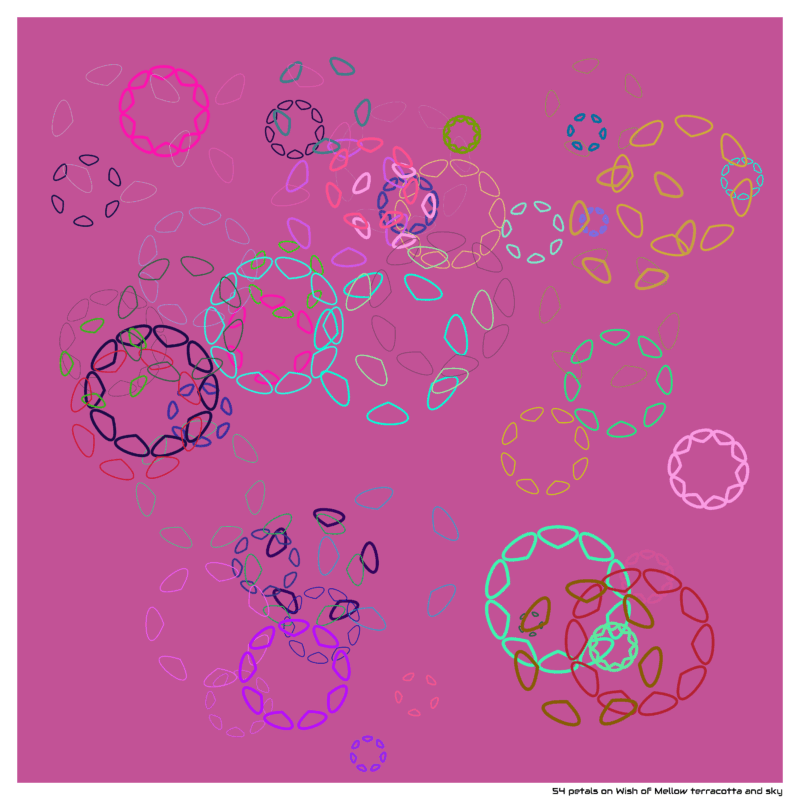 54 petals on Wish of Mellow terracotta and sky