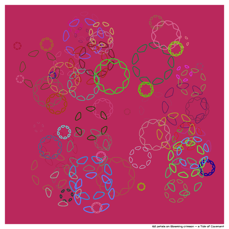 62 petals on Gleaming crimson — a Tide of Covenant