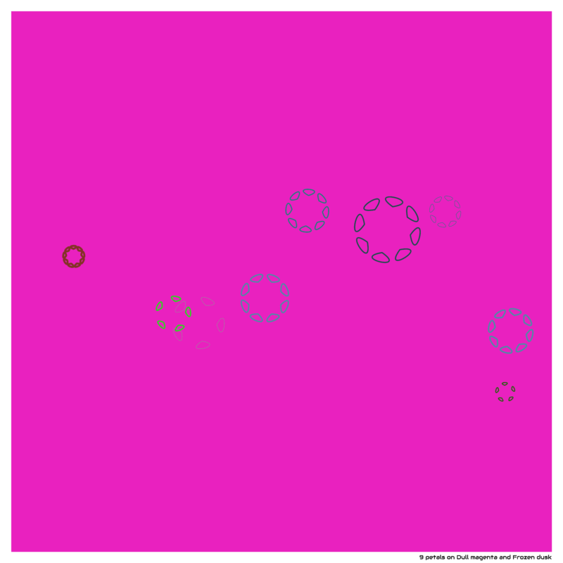9 petals on Dull magenta and Frozen dusk