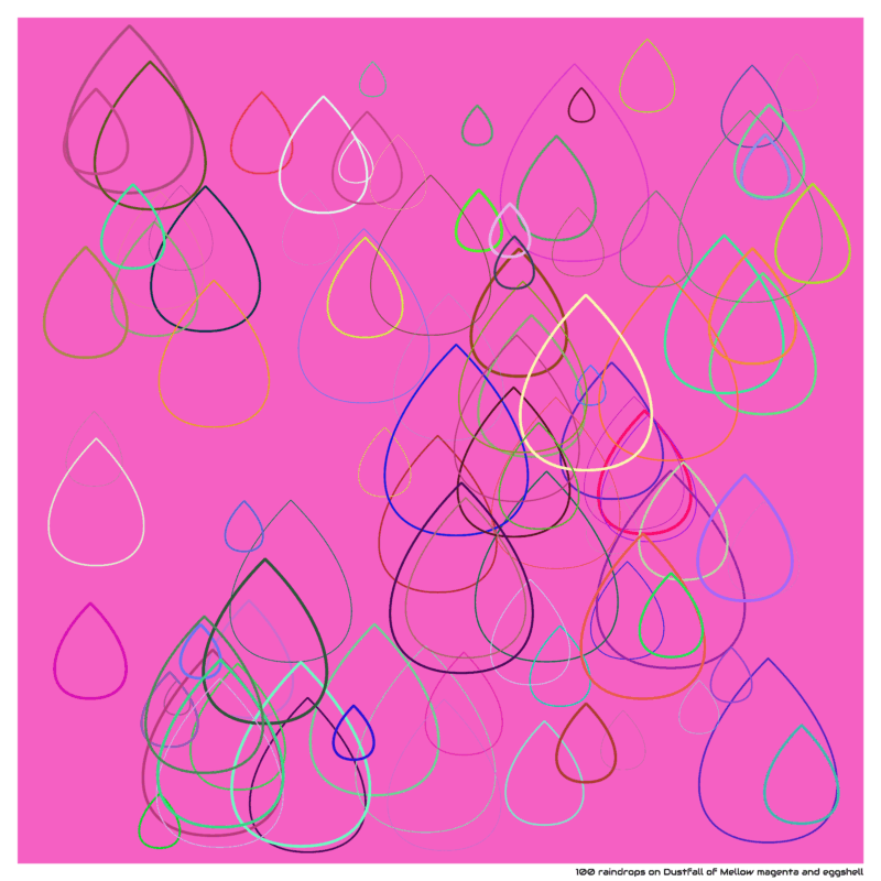 100 raindrops on Dustfall of Mellow magenta and eggshell
