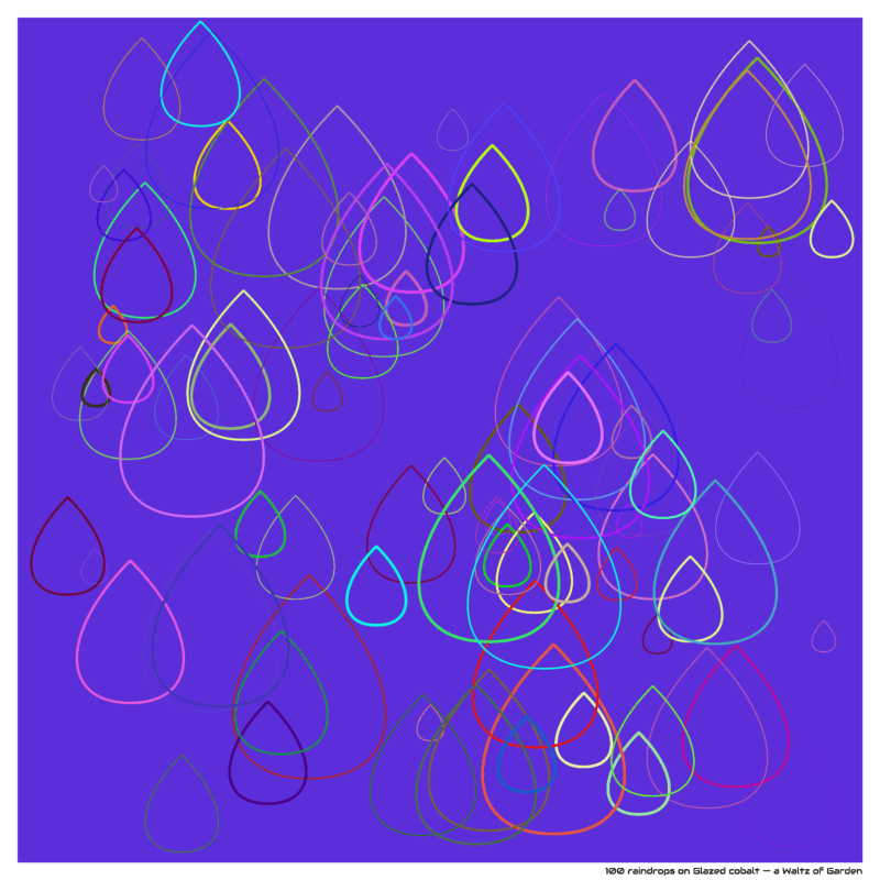 100 raindrops on Glazed cobalt — a Waltz of Garden