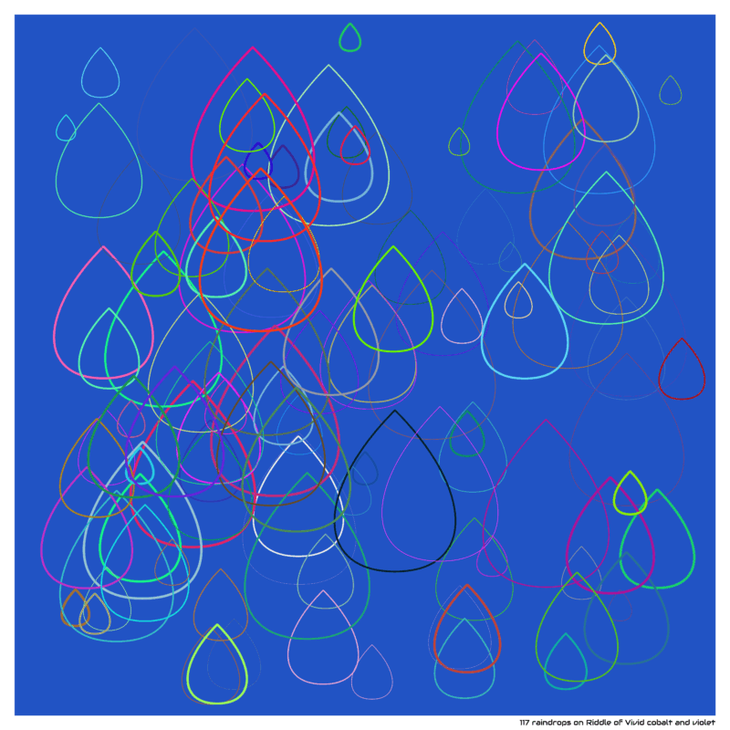 117 raindrops on Riddle of Vivid cobalt and violet