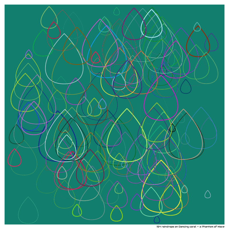 154 raindrops on Dancing coral — a Phantom of Wave