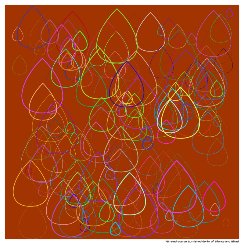 175 raindrops on Burnished denim of Silence and Ritual