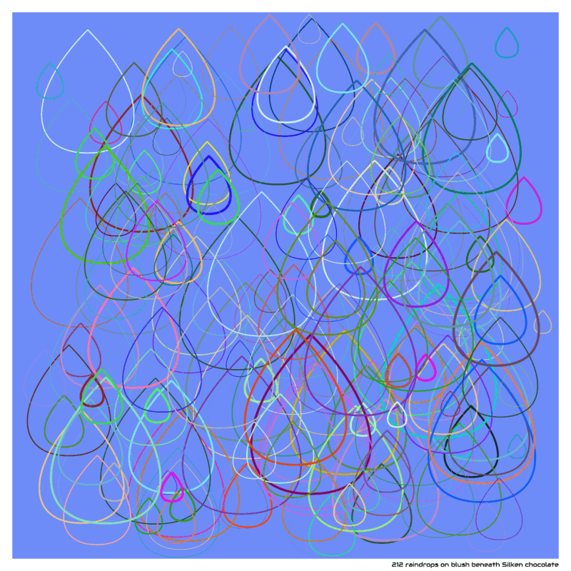 212 raindrops on blush beneath Silken chocolate