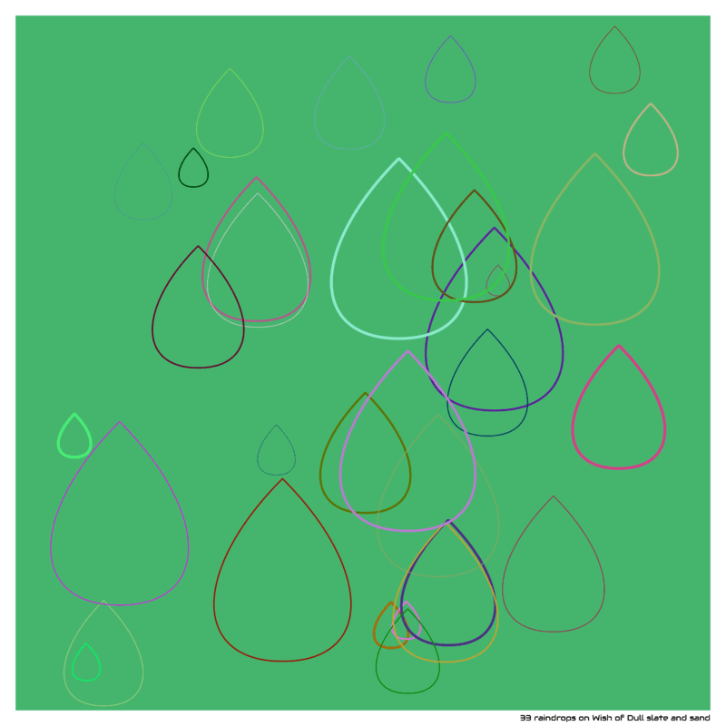 33 raindrops on Wish of Dull slate and sand