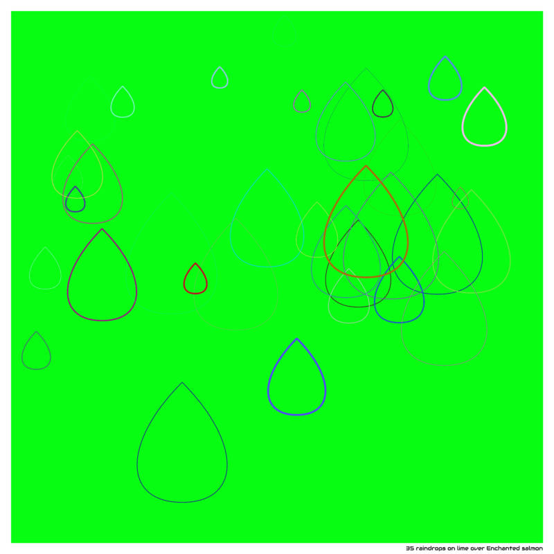 35 raindrops on lime over Enchanted salmon