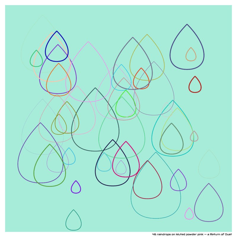 46 raindrops on Muted powder pink — a Return of Dust