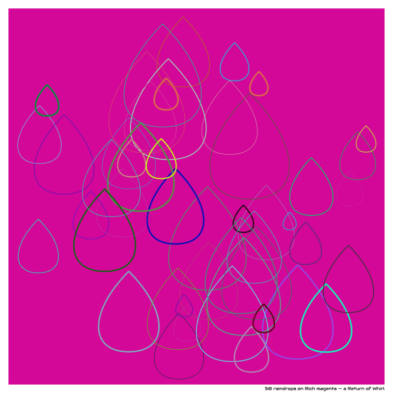 50 raindrops on Rich magenta — a Return of Whirl