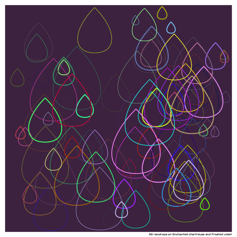 93 raindrops on Enchanted chartreuse and Frosted violet