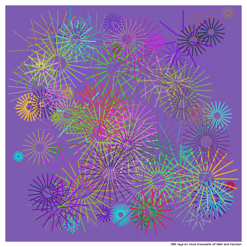130 rays on Vivid chocolate of Mist and Horizon