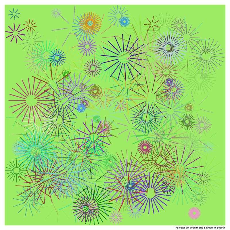 175 rays on brown and salmon in Secret