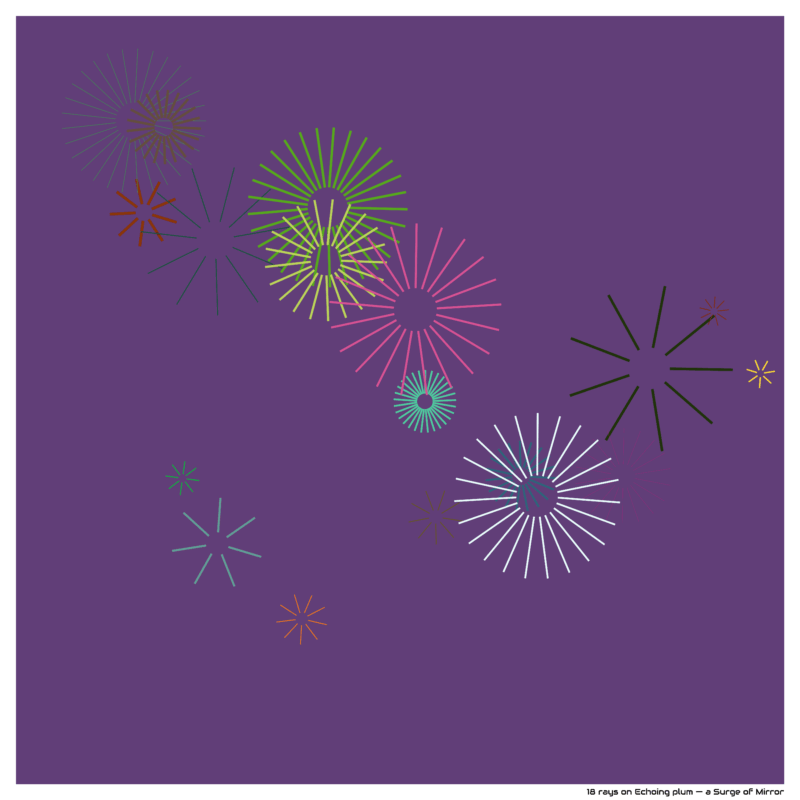 18 rays on Echoing plum — a Surge of Mirror