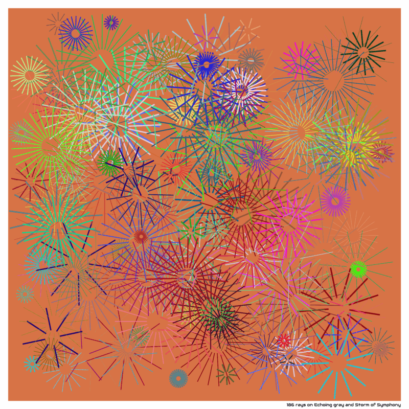 186 rays on Echoing gray and Storm of Symphony