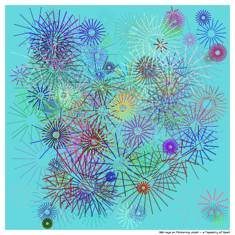186 rays on Flickering violet — a Tapestry of Spell