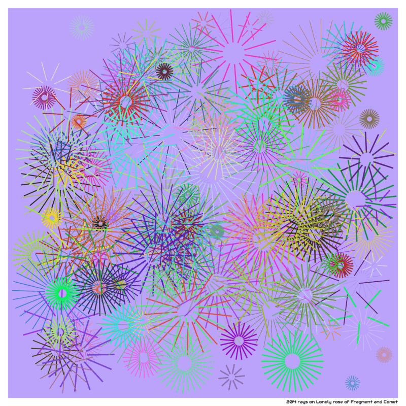 204 rays on Lonely rose of Fragment and Comet
