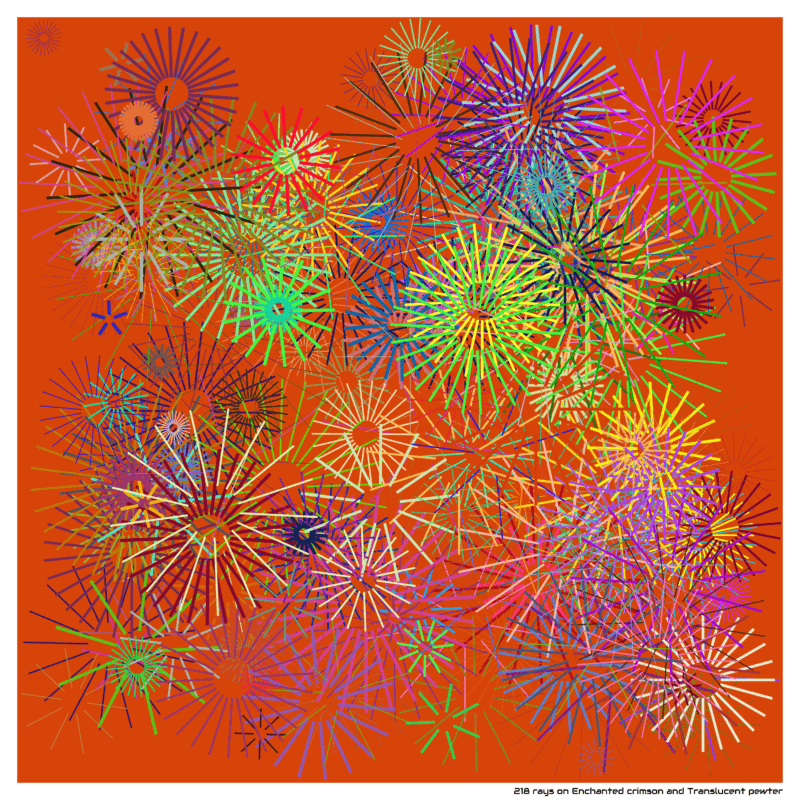 218 rays on Enchanted crimson and Translucent pewter