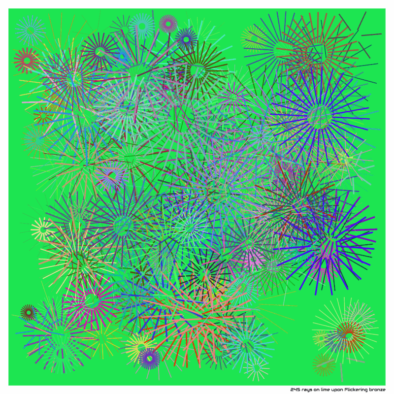 245 rays on lime upon Flickering bronze