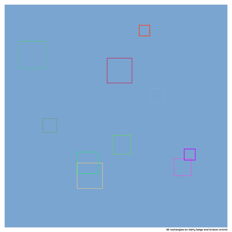 10 rectangles on misty beige and broken orchid