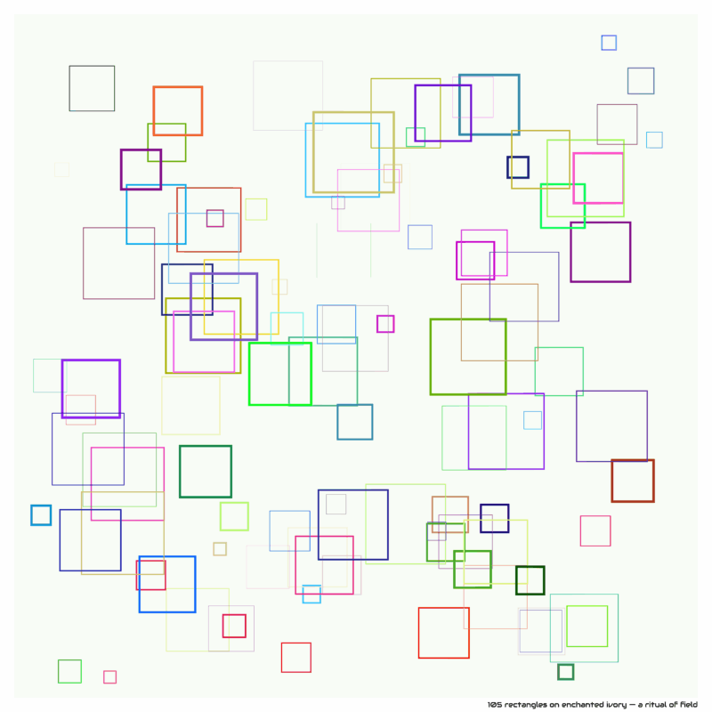 105 rectangles on enchanted ivory — a ritual of field