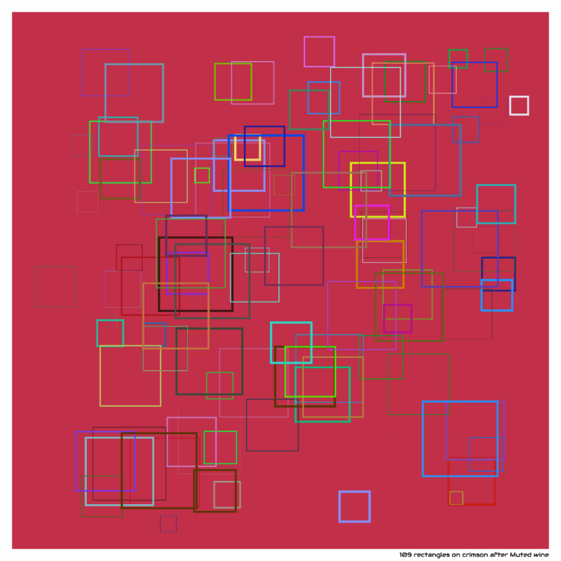 109 rectangles on crimson after Muted wine
