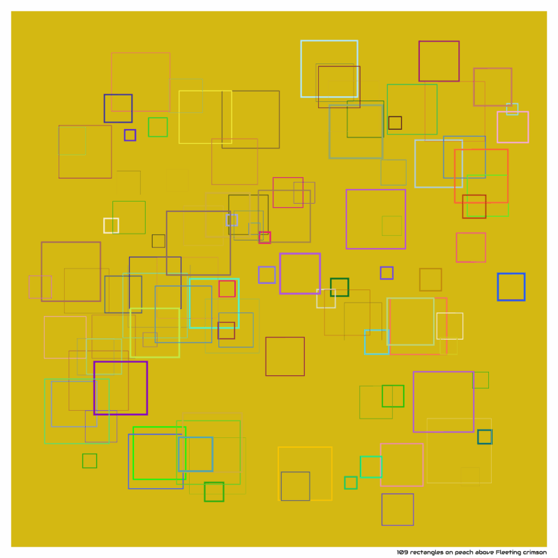 109 rectangles on peach above Fleeting crimson