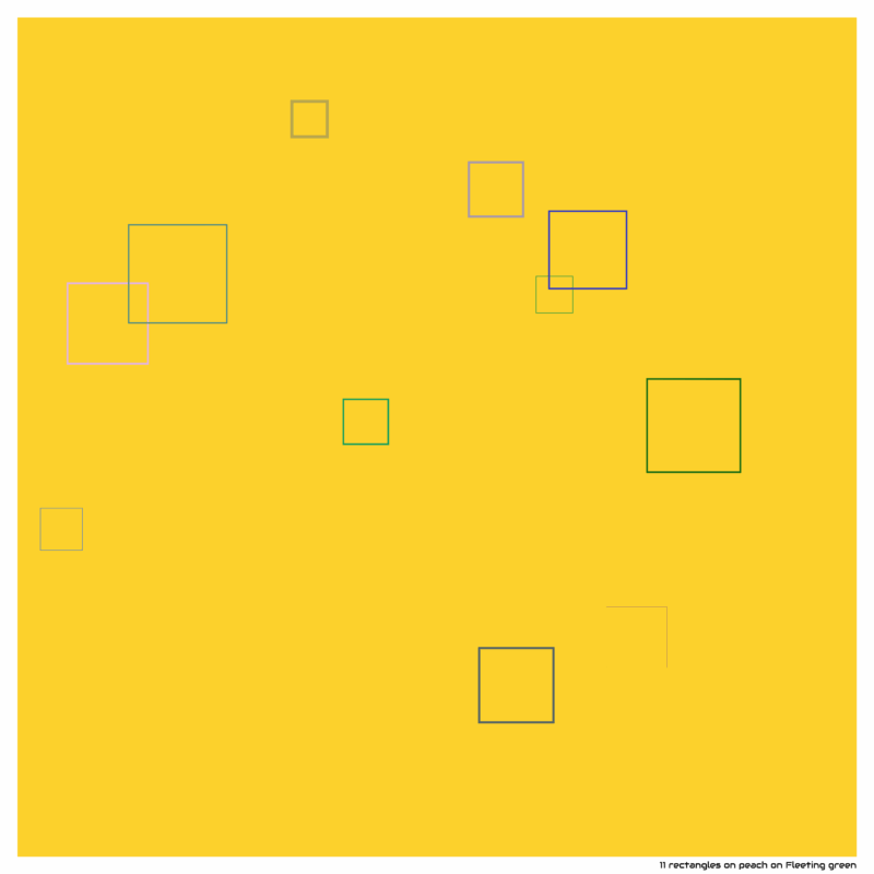 11 rectangles on peach on Fleeting green