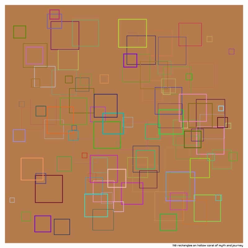 110 rectangles on hollow coral of myth and journey
