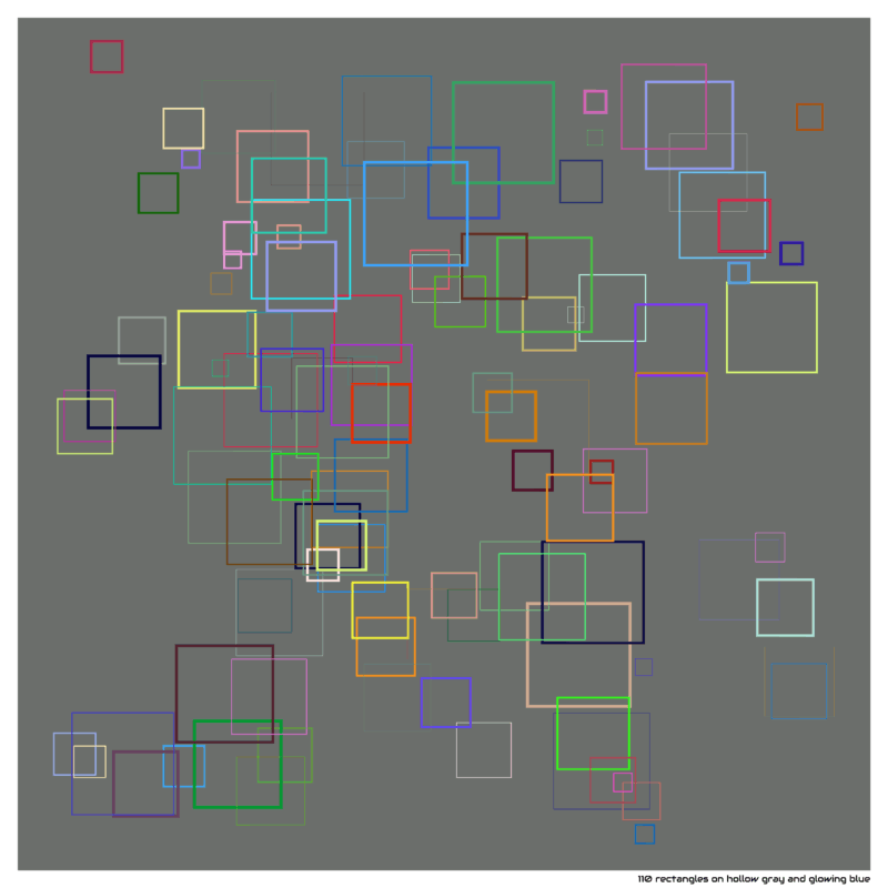 110 rectangles on hollow gray and glowing blue