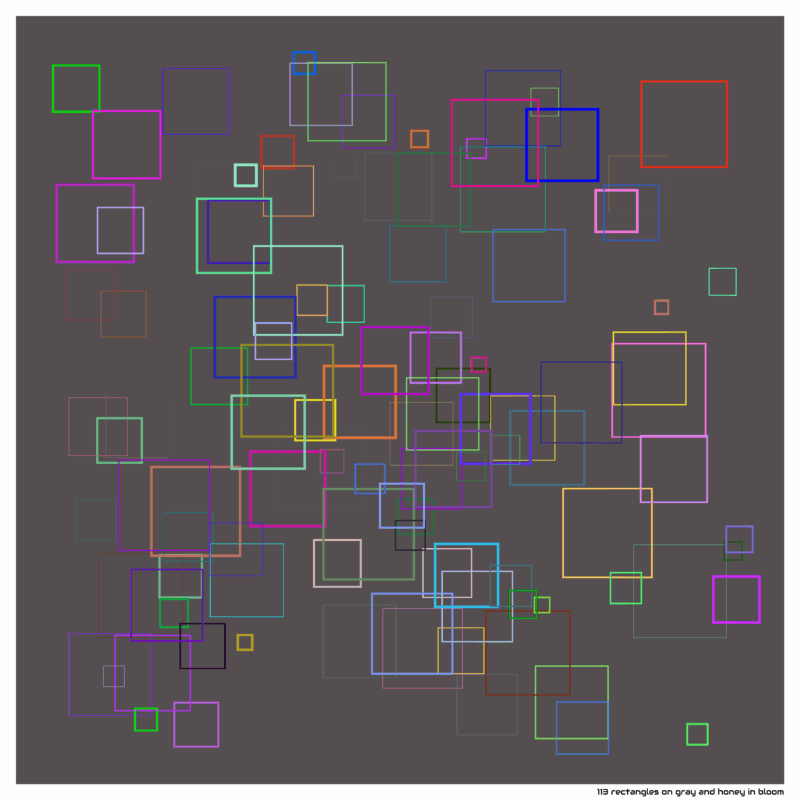 113 rectangles on gray and honey in bloom