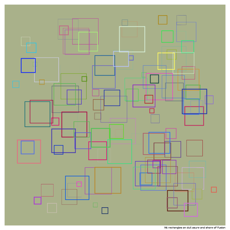 116 rectangles on dull azure and shore of fusion