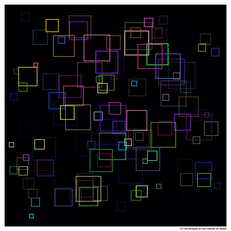 117 rectangles on burnished of black