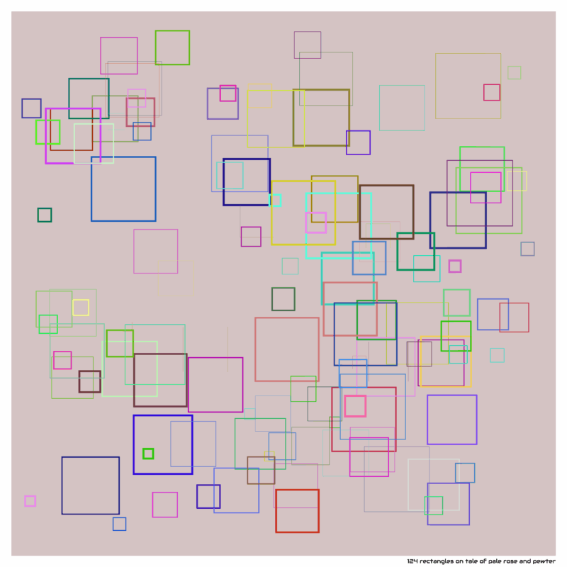 124 rectangles on tale of pale rose and pewter