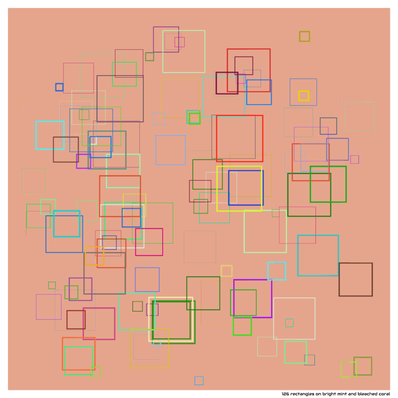 126 rectangles on bright mint and bleached coral